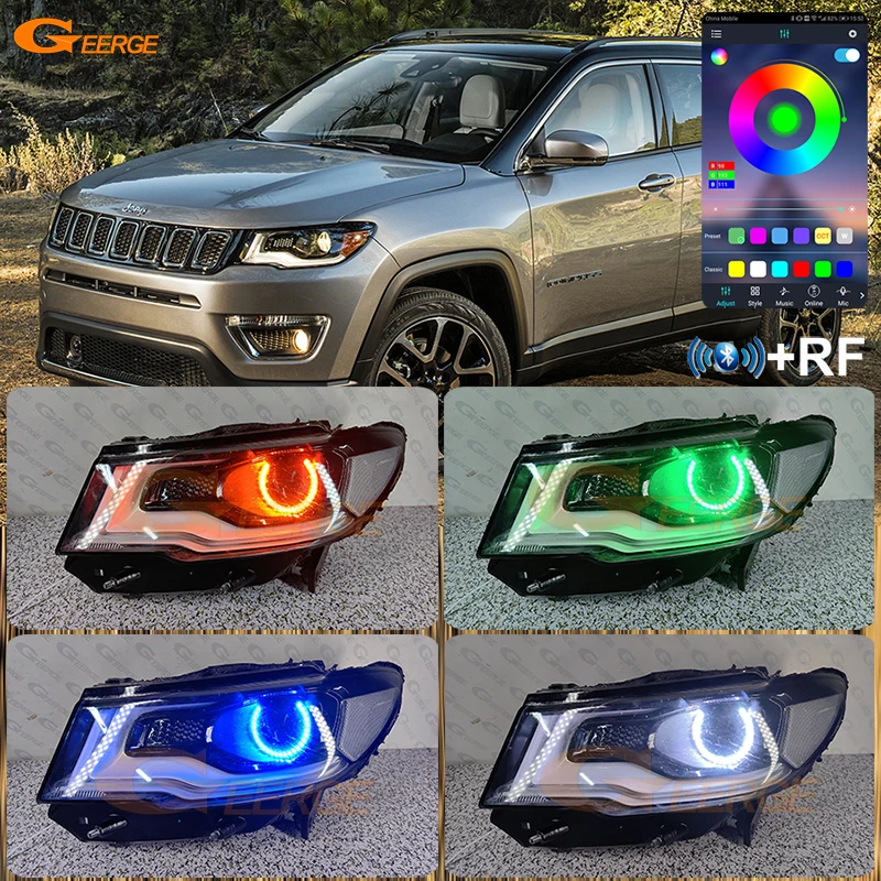 

For Jeep Compass MP M6 2017 2018 2019 2020 2021 Bluetooth APP Ultra Bright Multi Color RGB LED Angel Eyes Kit