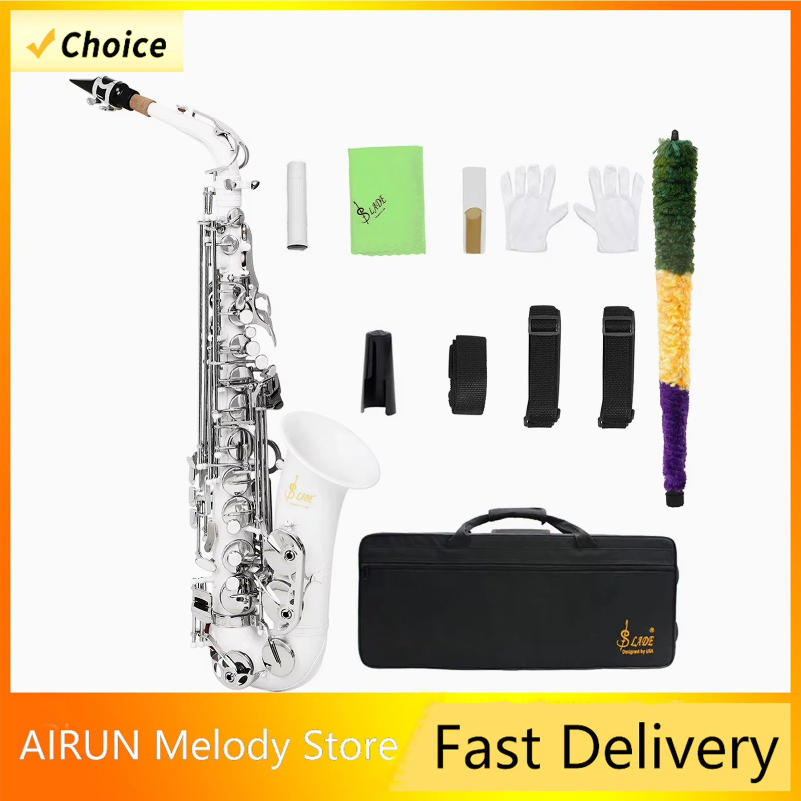 

SLADE Alto Saxophone With E-flat Brass Body Cloth Box Style Carved White Shell For Playing Professional Wind Instruments