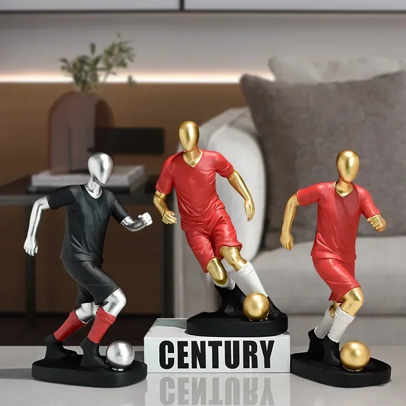 30cmModern Creative  Football Player Figurines Resin Crafts Crafts Athlete Ornaments for Home Living Room Porch Office Desktop