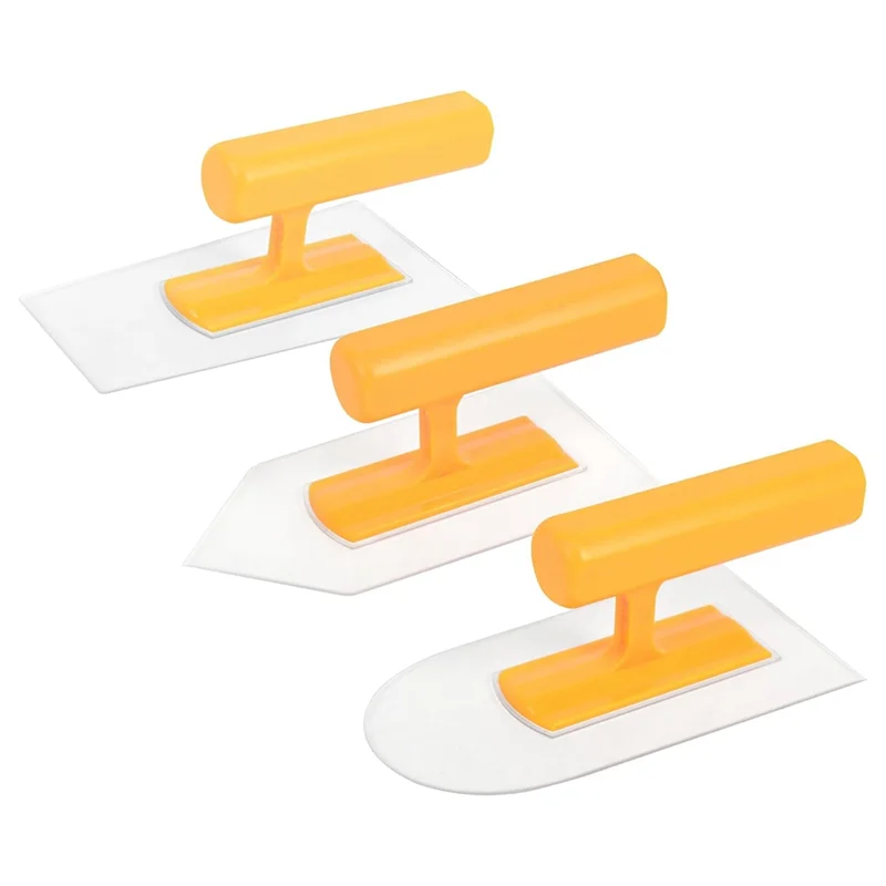 AAAC-เกรียงพลาสติกชุด Round & Square & Tipped End Finishing Trowels 3 ชิ้นน้ําหนักเบาขนาดเล็กFinishingเกรียงพลาสติก