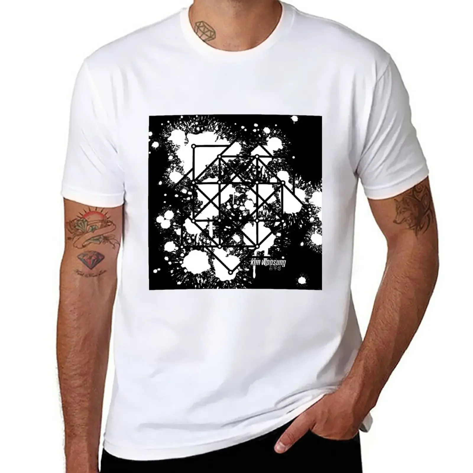

New Woosung, The White Rose Abstract T-Shirt vintage clothes custom t shirts design your own mens graphic t-shirts funny