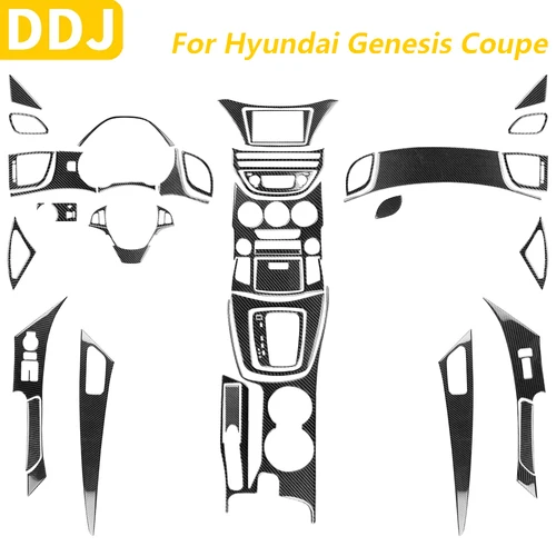 Para Hyundai Genesis Coupe 2013-2016 accesorios de coche consola central de fibra de carbono cambio de marchas Panel de elevación de ventilación conjunto pegatina embellecedora