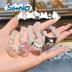 Sanrio MyMelody Bracelet Kawaii Kuromi Cinnamoroll Super Fairy Sweet Couple Crystal Bracelet Beaded Hand Rope Head Rope Girl Toy