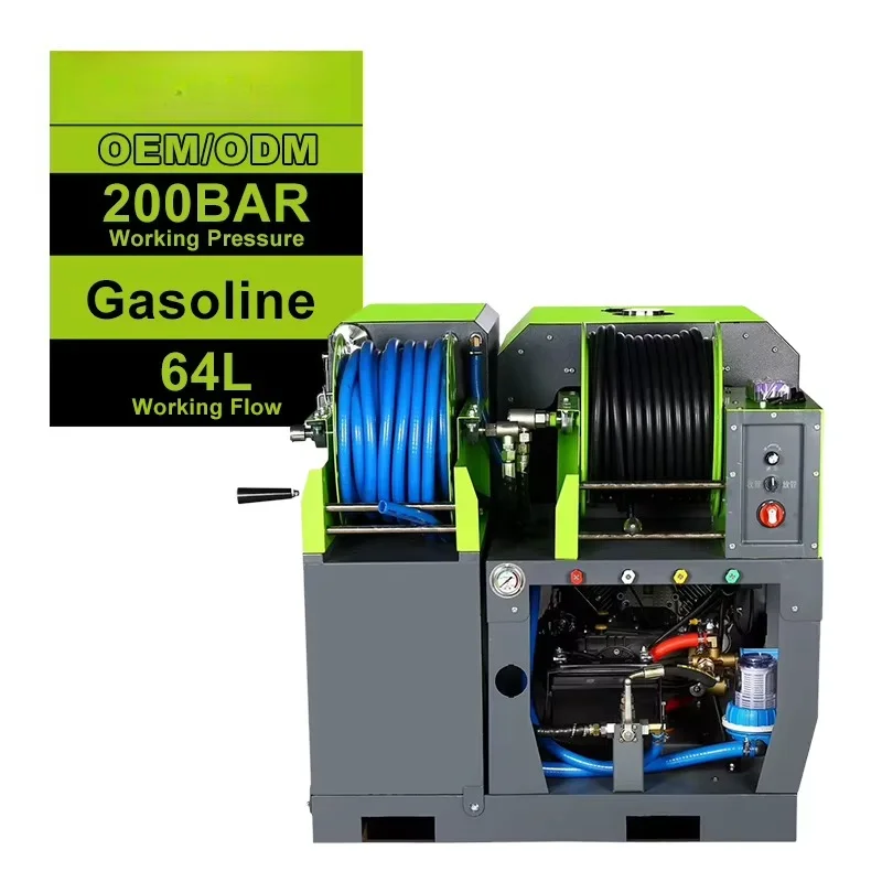 64L/Min 27Hp Water Jet Hydroblasting Sewage Plumbing Drain Block Cleaning Oil Pipeline Unclogging Machine