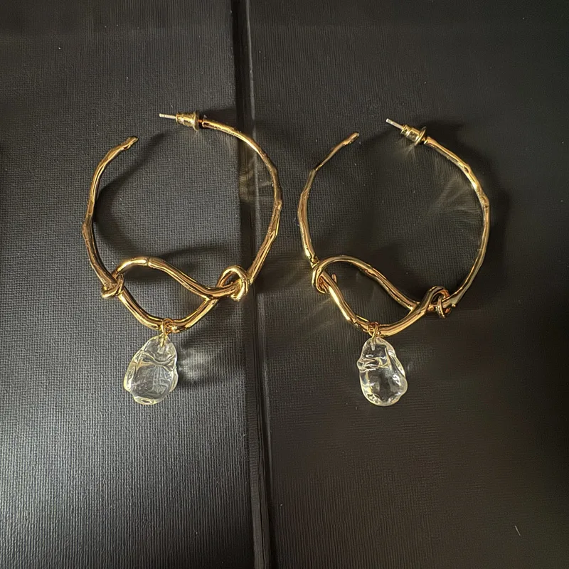 Clear irregular hoop earrings for women wave statement hoop earrings minimalist delicated jewelry new in 2026