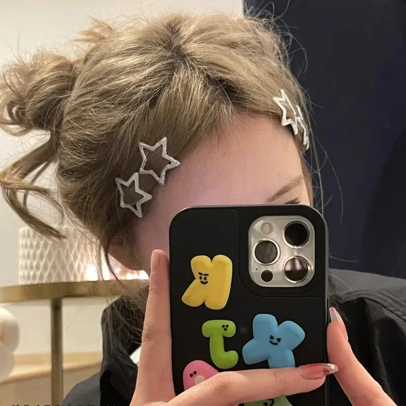 Metal Silver Star BB Hair Clips Y2K Girls Star Bangs Side Fashion Charms Hair Grip Cute Women Hair Accessories Headwear