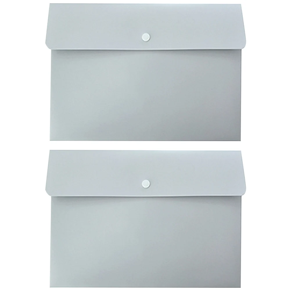 2 Pcs File Folder Document Bag ganizer Button Buckle Pockets Office Blue Student PP Material Waterproof Smooth Ideal