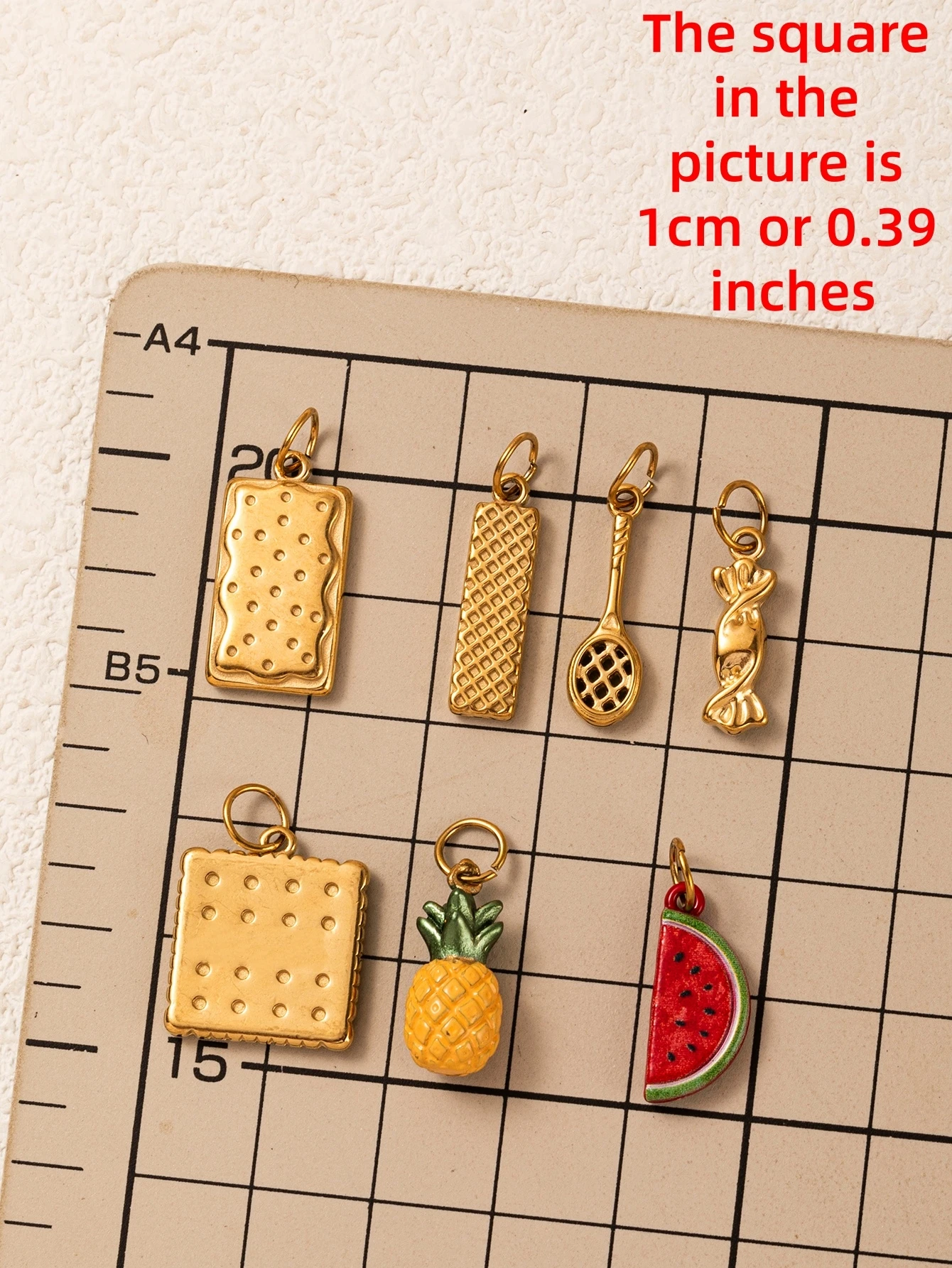 316 Edelstahl Wasserdicht Farberhaltend Einfach Frisch und Niedlich Keks-Ananas DIY Anhänger Charms Schmuck – Detail 1