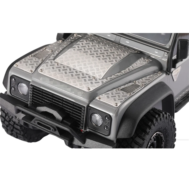 Rejilla de entrada de hoja decorativa de placa de deslizamiento de capó de acero metálico para Traxxas TRX4M Defender 1/18 RC Kit de piezas de actualización de coche, negro