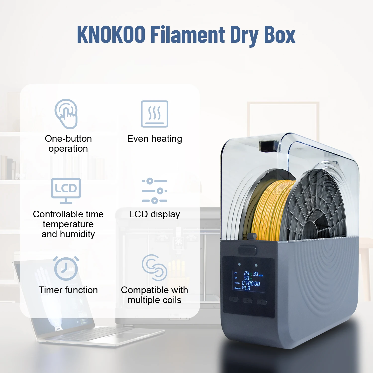 New Intelligent 3D Printer ABS Filament Dryer Box with Dustproof Preservation Case 1 Year Warranty Filament Detection