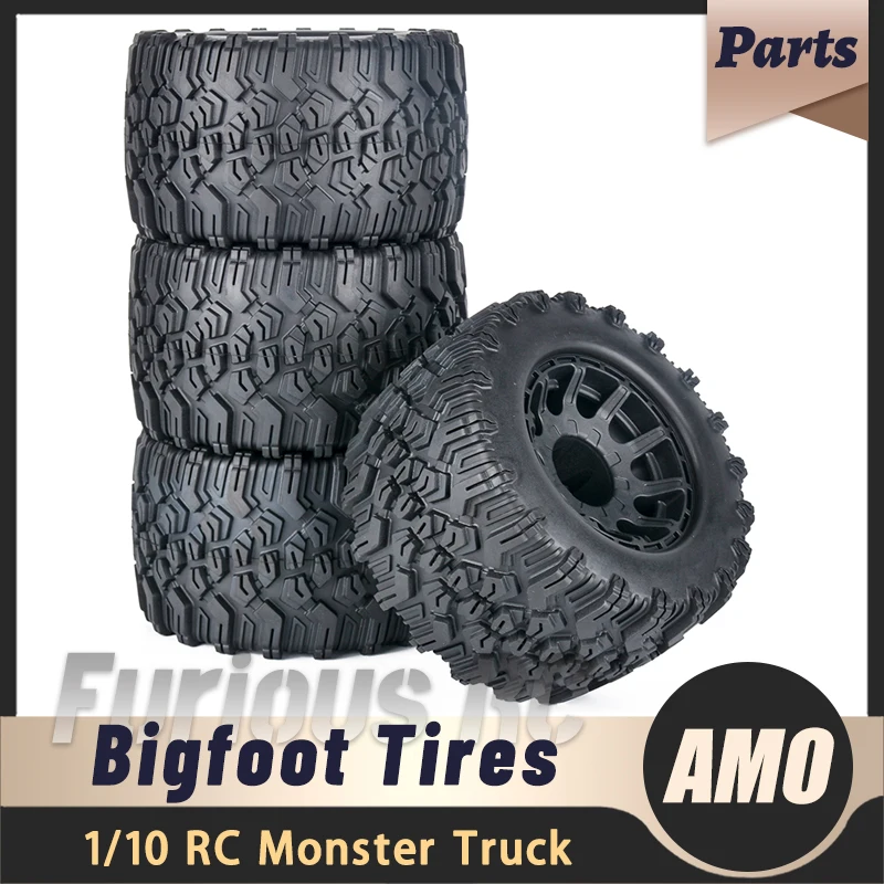 4PCS Rubber Tires Wheels 125X74mm Adapter 12mm for 1/10 RC Model Car Monster Truck HSP 94701