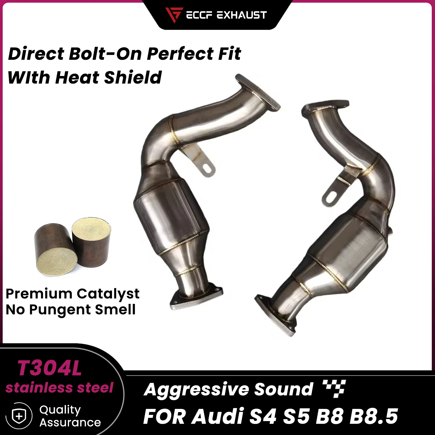 

Sports Downpipe For Audi S4 S5 B8 B8.5 Aggressive Exhaust Sound High Flow Performance Upgrade Easy Installation