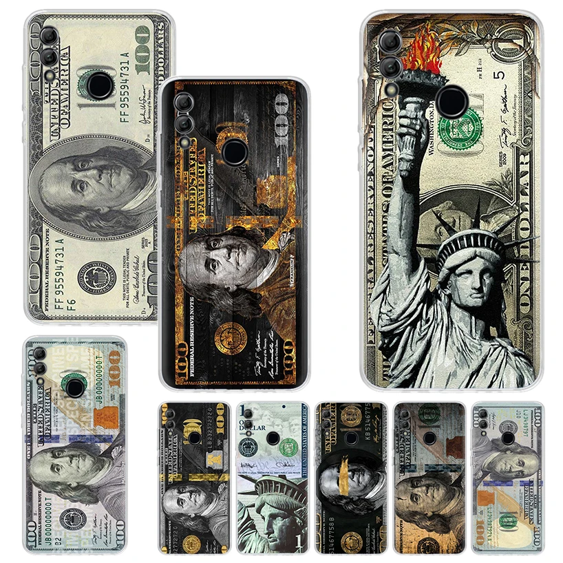 Banknote Dollar Cash Money Print Soft Case for Huawei Honor 10 9 9X 8A 8X 8S Y5 Y6 Y7 Y9S Phone Shell 20 Lite P Smart Z 50 Pa