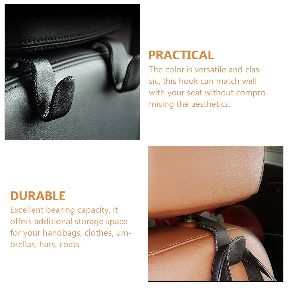 

2 Pcs Car Hook Seat Back Hooks Multifunctional Storage Backrest for Top Layer Cowhide Hanger