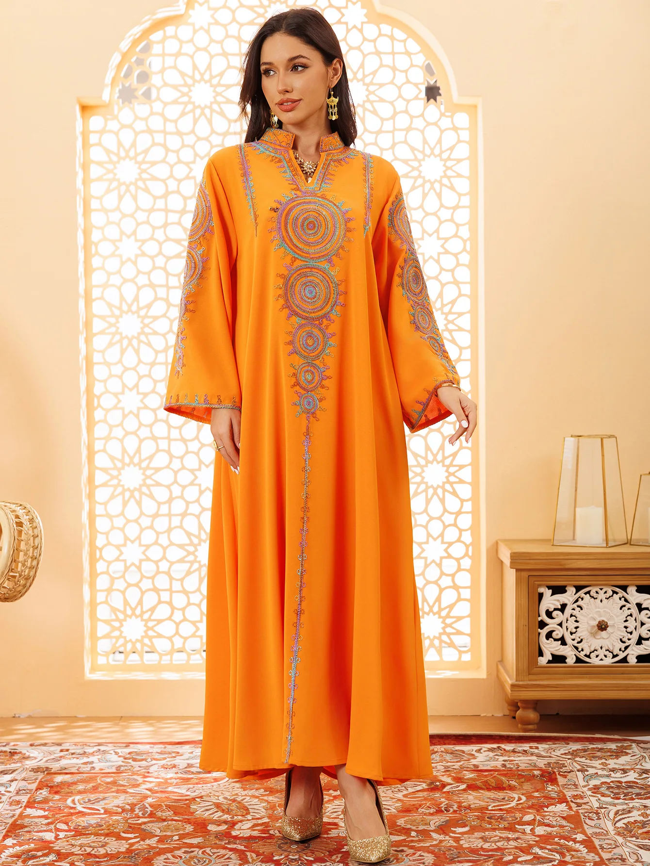 Eid Muslim Dress for Women Print Long Robe Ramadan Morocco Dubai Embroidery Kaftan Islam Vestidos Jalabiya Long Dresses 2025