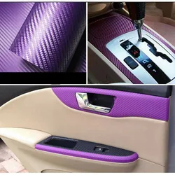 Carbon Fiber Vinyl Wrap Sticker para carros, roxo, acessórios interiores, painel, película corporal de automóveis, 50x12 polegadas