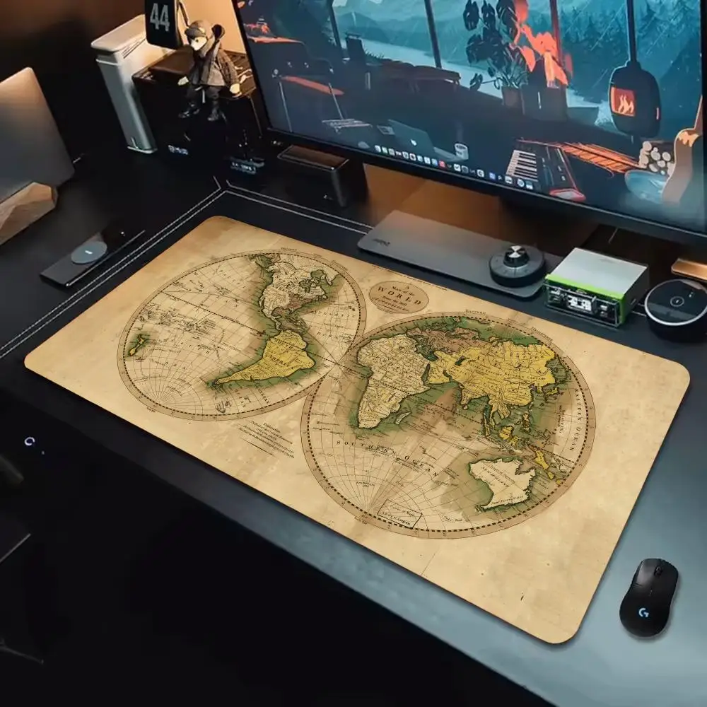 

Коврик для мыши Game OLD Map Teyvat, коврики для клавиатуры, настольные коврики, резина Kawai, нескользящий настольный коврик, XXL90x40 см
