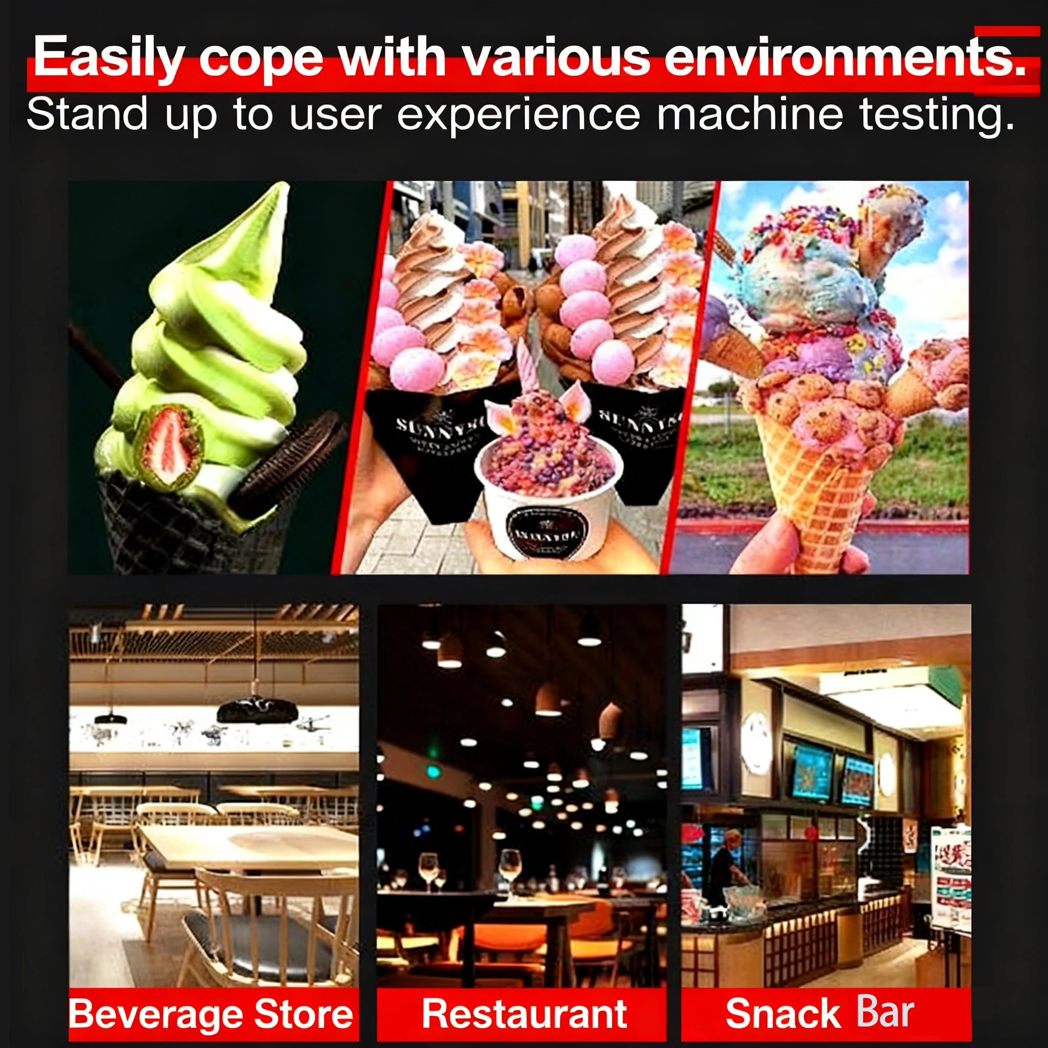 Commercial Machine Flavors  Ice Cream Soft Serve Large Output 2000w Compact For Ice Cream Shop Use Hot Sale