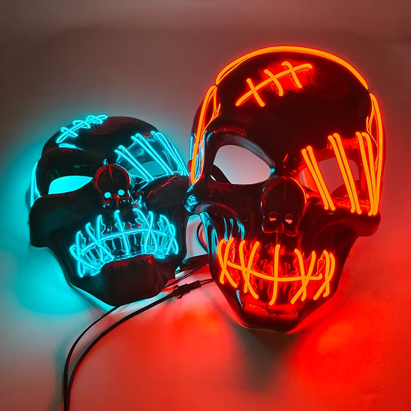 

Halloween DC3V Steady On And Sound-activated Glowing Party Mask Skull Blood Scary Light Mask Party Performance Costume Props