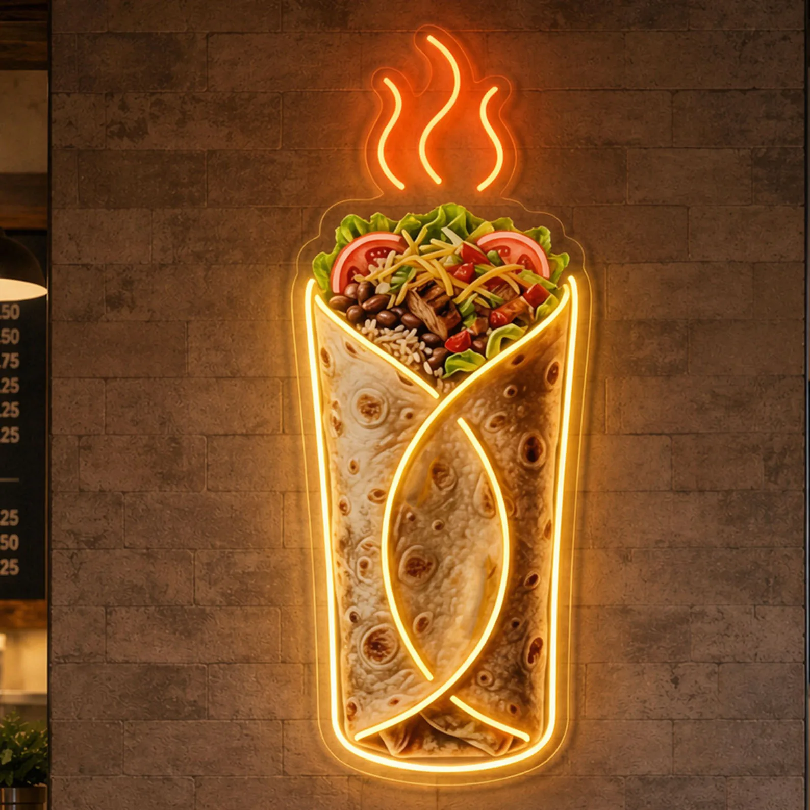 Burrito Neon Sign,Burrito Wall Art,Mexican Food Sign,Food Truck/Restaurant Decor,Business Owner Gifts,Gift For Burrito Shop