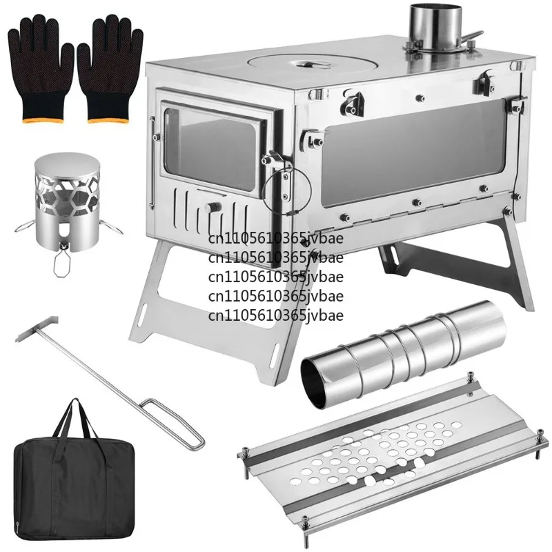 Outdoor Cooking Hiking Survival Gear Folding BBQ Stove Camping Foldable Wood Stove Stainless Steel Tent Heater Portable