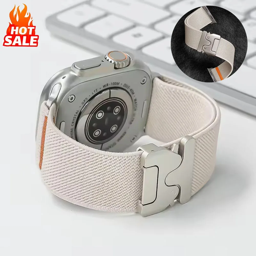 Cinturino in nylon elastico per cinturino Apple Watch Ultra 2 49mm 46mm 42mm 44mm 45mm 38mm 40mm 41mm braccialetto IWatch serie 10 9 8 7 6 SE