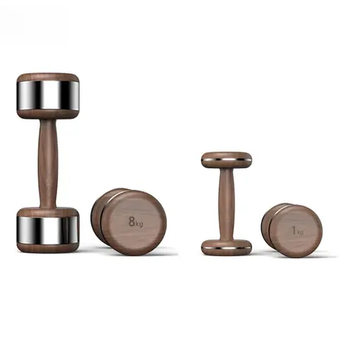 123Sports Fitness Equipment 1-10Kg Weight Durable Wood Dumbbell Set for Bodybuilding