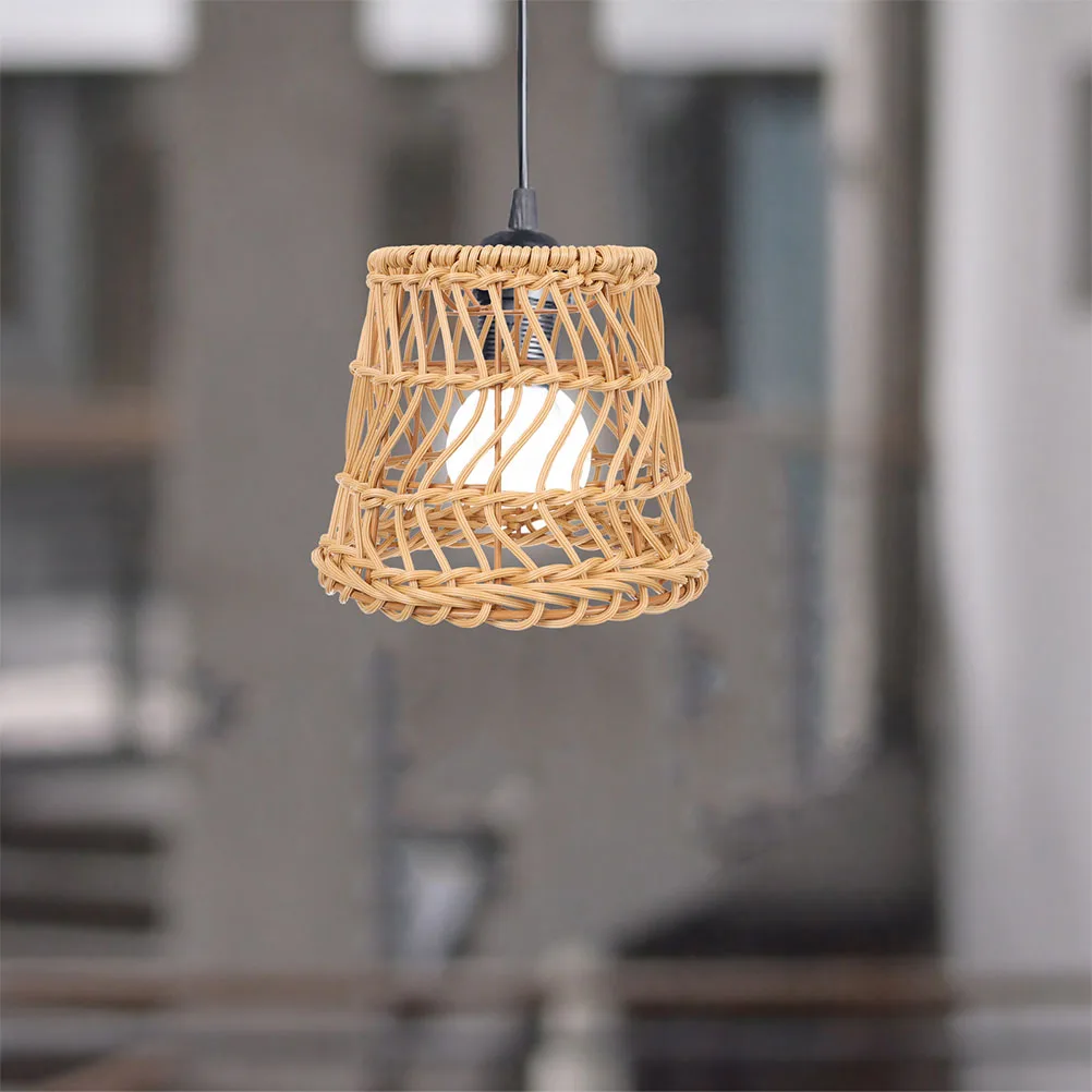 

Rattan Lampshade Woven Ch Bell Shaped Pendant Cover Large Size Tea Color Light Protection 45cm Diameter H made