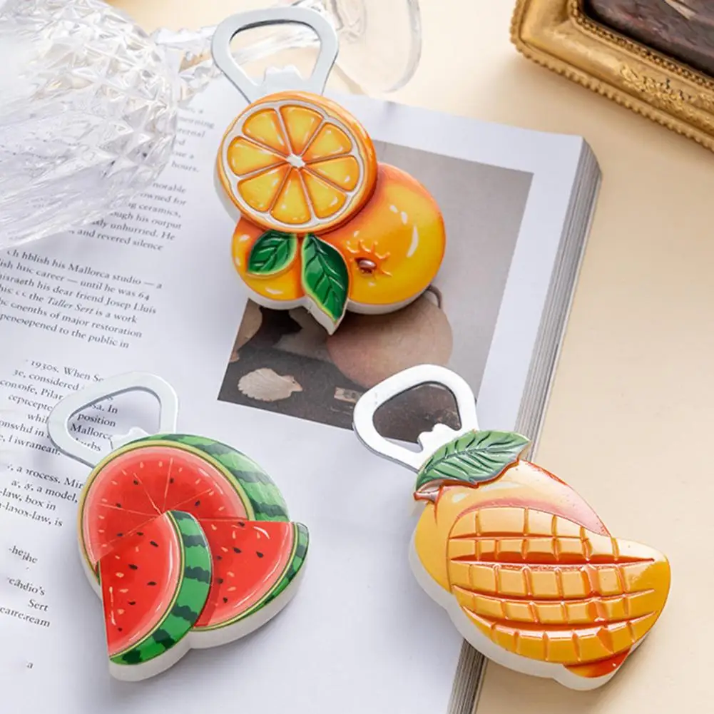 One Hand Bottle Opener Magnetic Fruit-shaped Bottle Opener with Fridge Magnet 3d Resin Fruit Juice Magnets Cartoon for Home