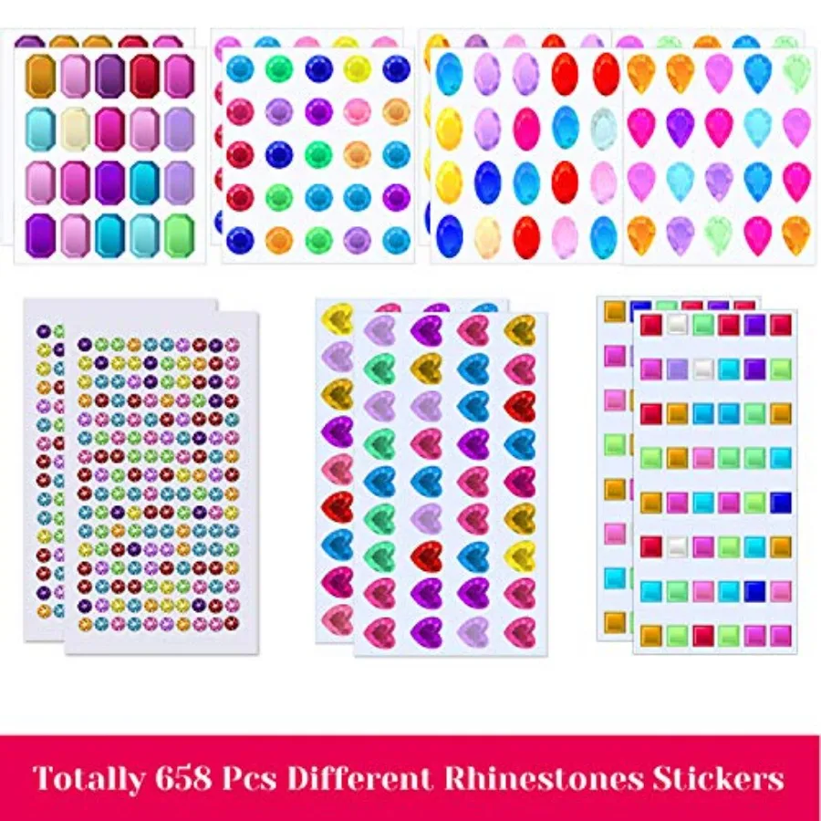 Craft Gems Self Adhesive Rhinestones Stickers Jewel Stickers Craft Jewels Stick On Gems Bling Crystal Diamond Stickers for Craf