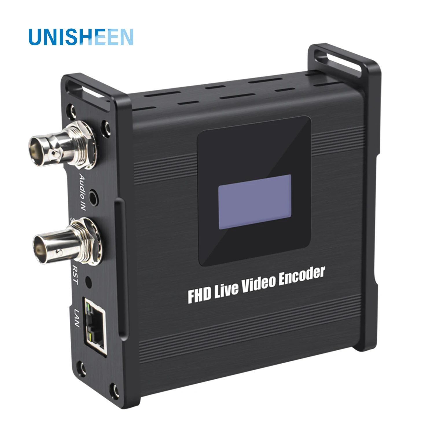 Unisheen HEVC H.265 H.264 SD HD 3G SDI-IP 라이브 스트리밍 비디오 인코더 SRT RTMP M3u8 방송 스트리머(디스플레이 포함)
