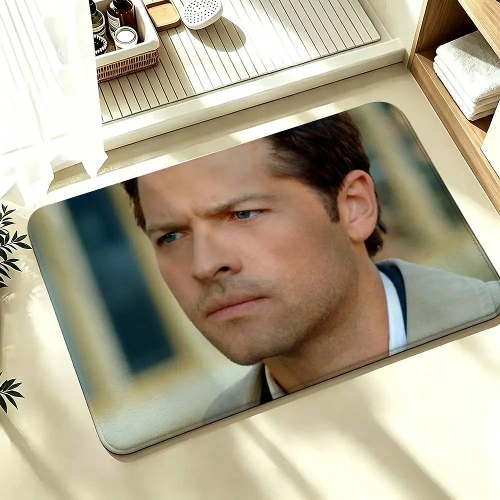 Misha Collins Supernatural Castiel Shower Room Absorbent Small Floor Mat Soft Comfortable Decorative Foot Mat