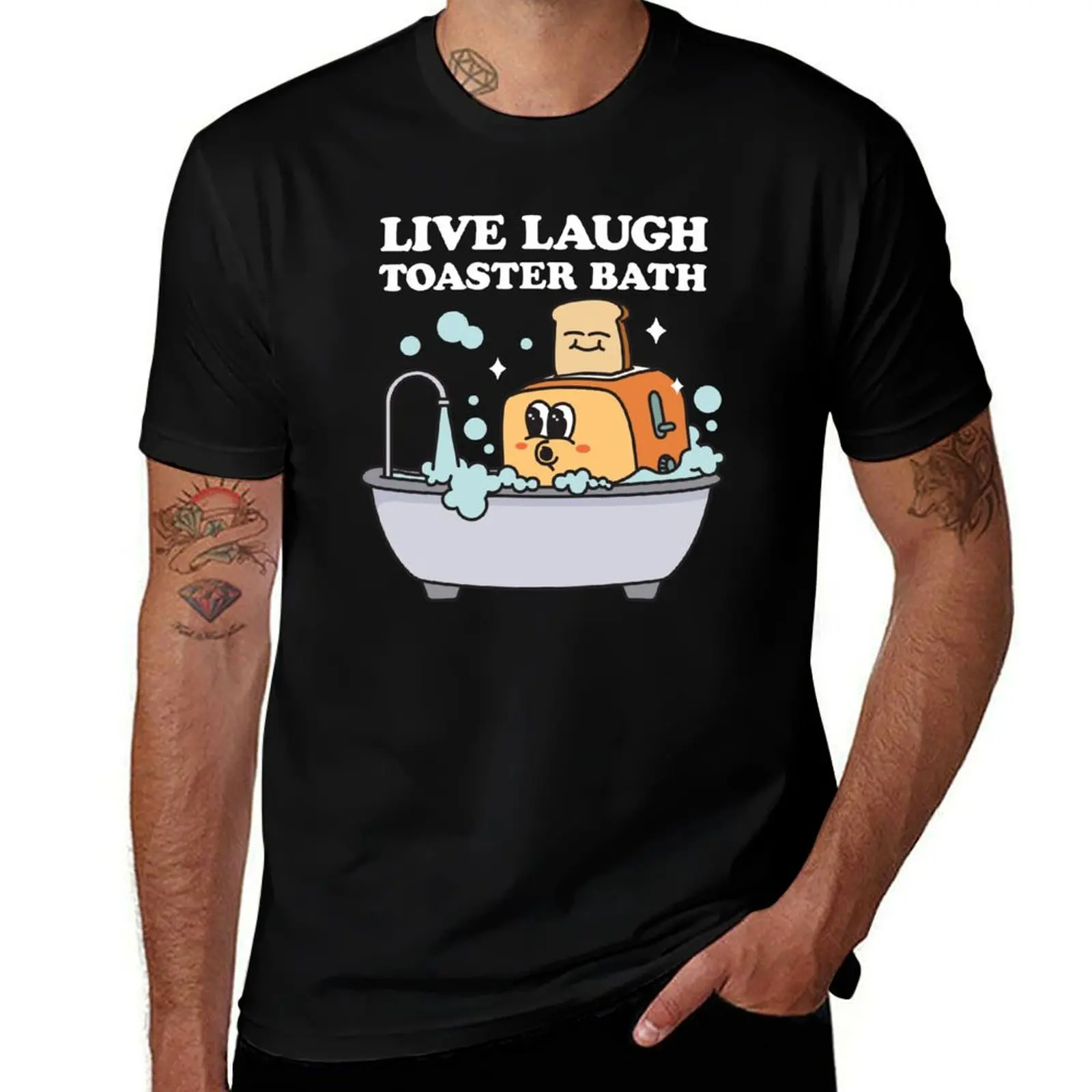 Live Laugh Toaster Bath T-Shirt summer clothes graphic t shirts Short sleeve tee man t shirt mens t shirts pack