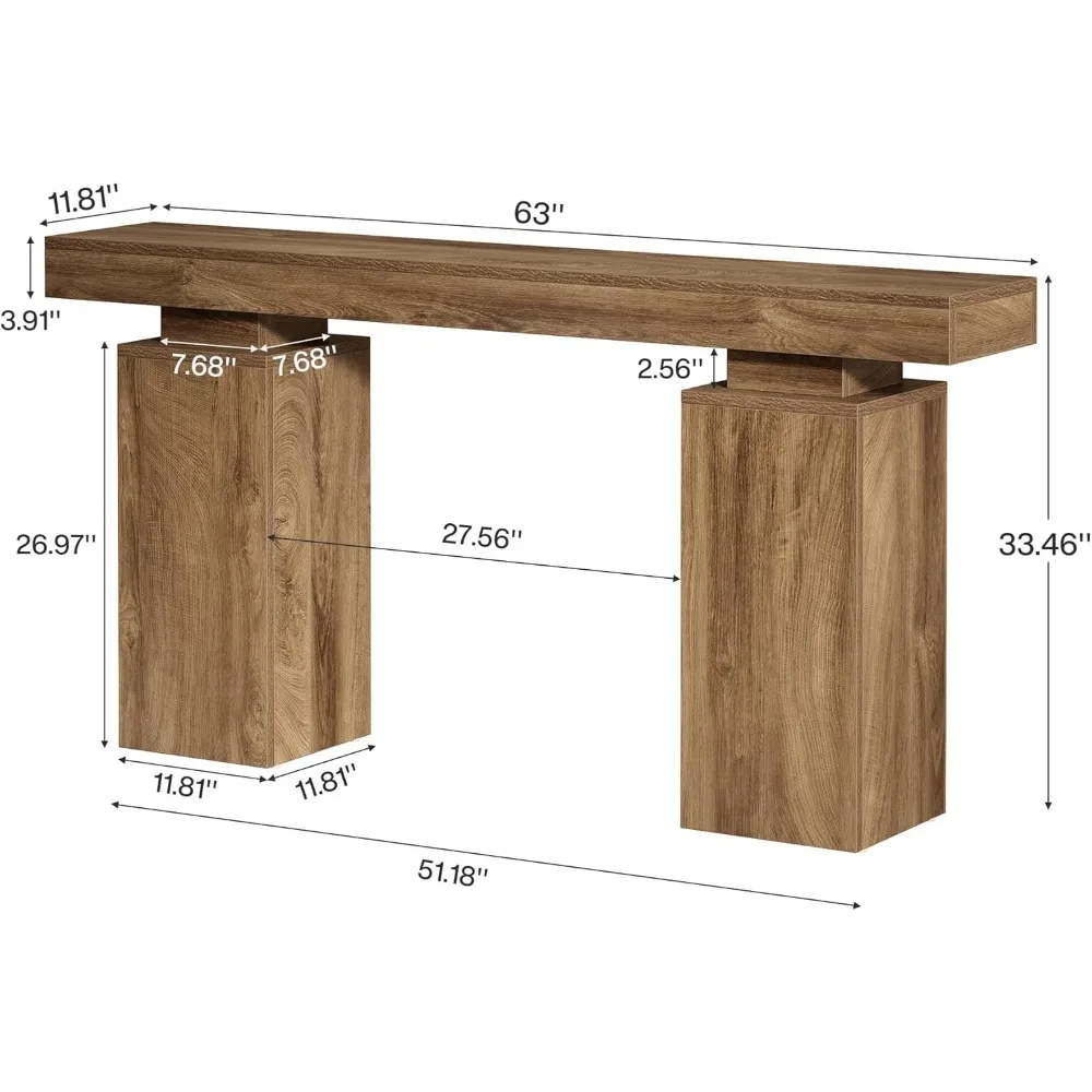 63-Inch Long Console Table,  Entryway Table Behind Couch, Wooden Foyer Stand Entry Station, Modern Hallway