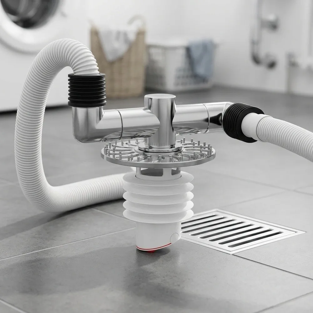 Washing Machine Drain Pipe Adapter 3-Way Splitter with Anti-Backflow Waterproof Design for Flexible Installation