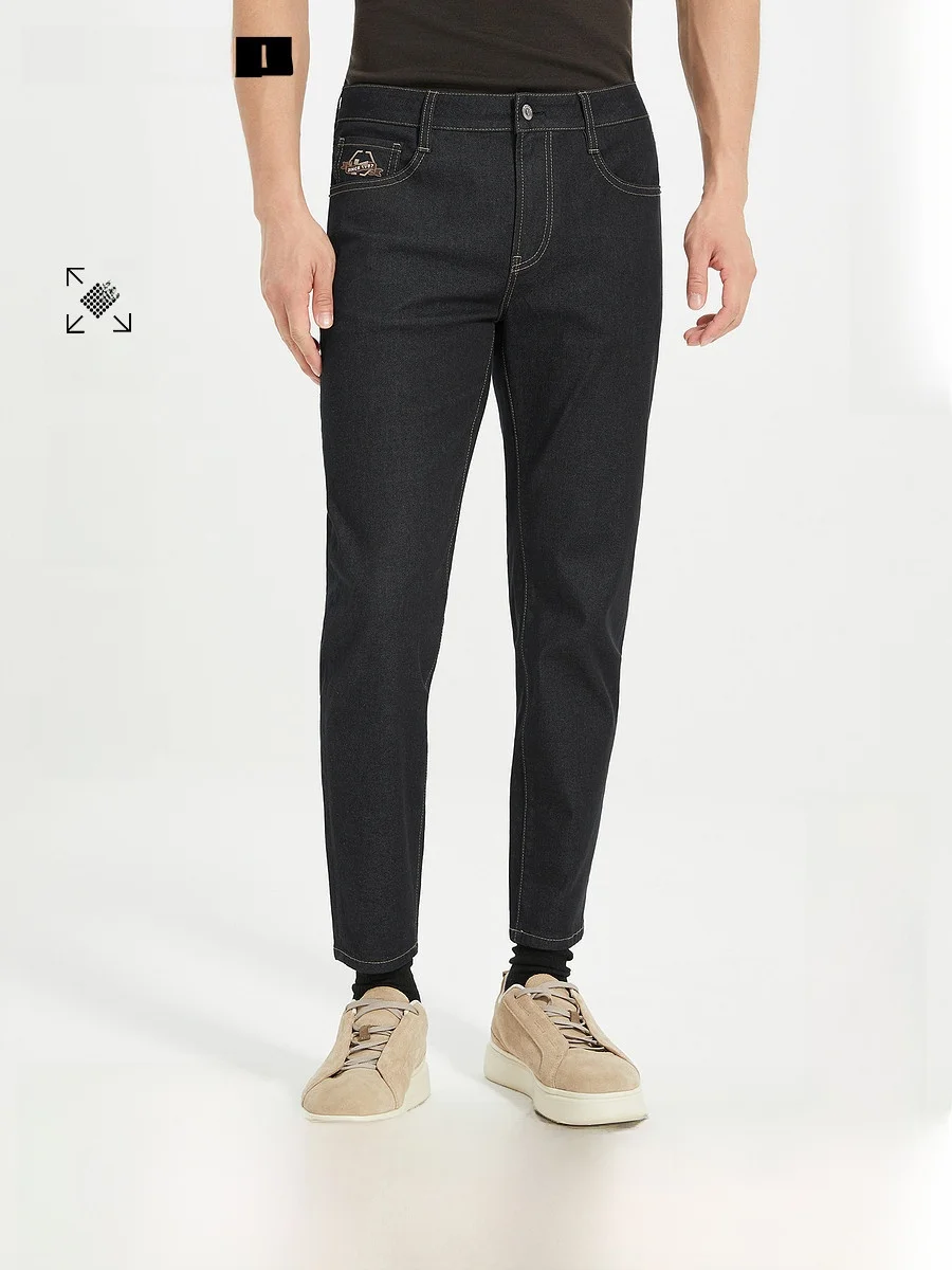 Low Waist Men's Denim Jeans Nine Points Tech Blue Four Directional Elasticity Lilanz Casual Fashion Urban Style Polyester Cot...