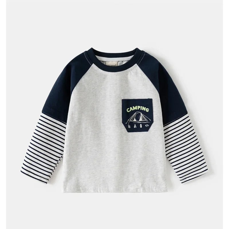 

Boys' Long Sleeve T-Shirt 100% Cotton Stripe Raglan Sleeve Top 3-8Y Kids Casual Children Clothing