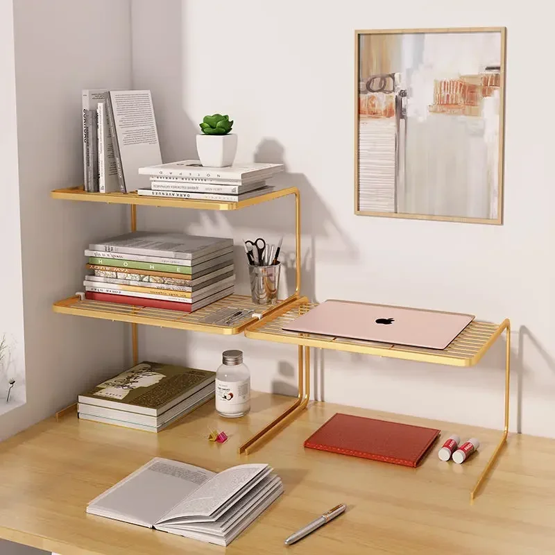 

Ins Style Desktop Metal Rack Desk File Storage Rack Bedside Bay Window Sill Table Multi-layer Bookshelf Desk Shelf Gaming Desk