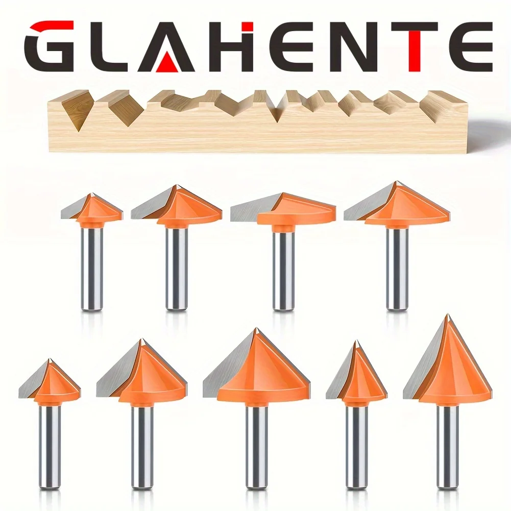 

‌ "9 шт. 8 мм фрезы V-Carve 60 ° -150 ° - Многоугольные гравировальные инструменты с ЧПУ" ‌