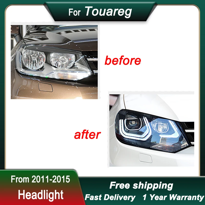 Car Headlights For VW Touareg 2011-2015 new style full LED Turn Signal Light Bi-xenon Lens Head Lamps Assembly Auto Accessories