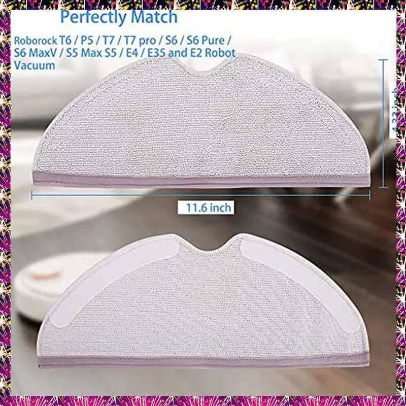 

FSLH Mop Pad 8 Pack Microfiber Mop Cloth For Roborock S6 S6 Pure S6 Maxv S5 Max S5 Robot Vacuum Cleaner Mop Replacement