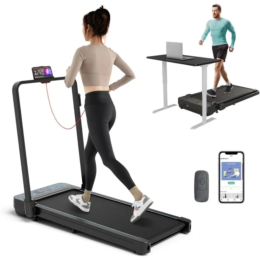 

Беговая дорожка 3 в 1 FreeAssembly под столом емкостью 300 фунтов и светодиодным дисплеем для небольшого пространства, домашнего офиса, портативная компактная дорожка