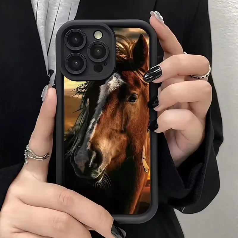 حافظة هاتف بتصميم حصان أبيض لطيف لهاتف آيفون 17AIR 16 15OLUS 14 13 12 11 PRO MAX غطاء ناعم #6