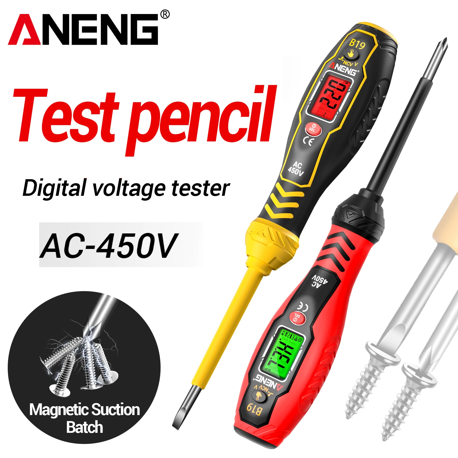 

Высокоточный индукционный тестер ANENG B19 NCV с функцией определения напряжения, трехцветной индикацией и функцией проверки электрических цепей.