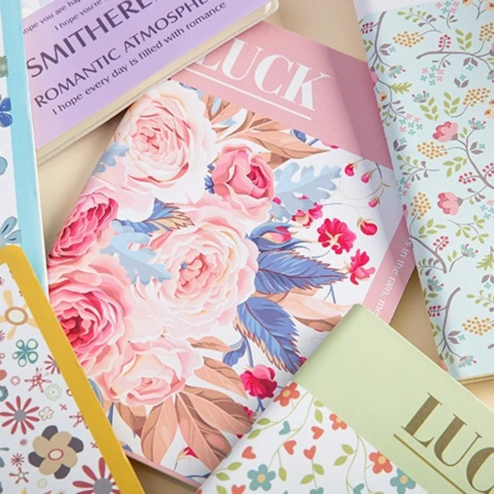 Cute Floral Flower Notebook PU Leather Stationary Office Journal Diary Notepad Wear-resistant Thickened Class lined NoteBook
