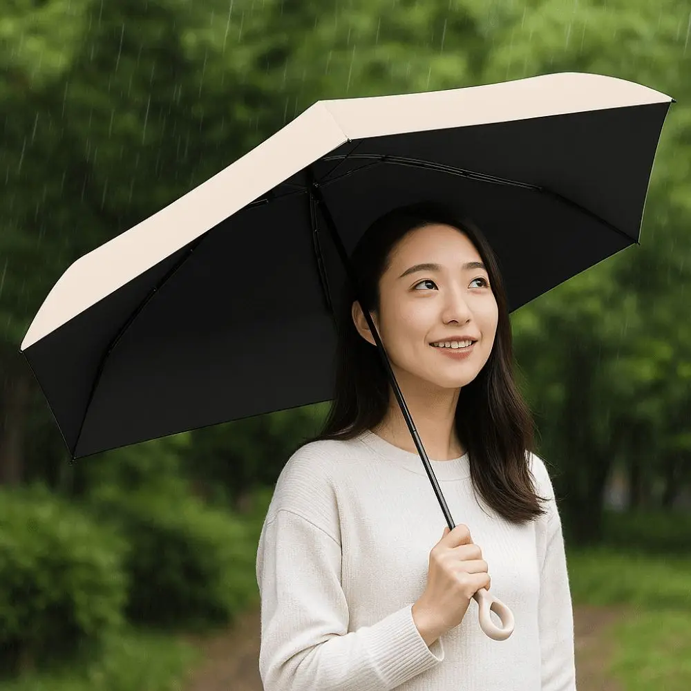 

Anti UV Mini Sun Umbrella Lightweight with Buckle Handle Portable Rain Umbrella Windproof Sun Shade Pocket Parasol Student