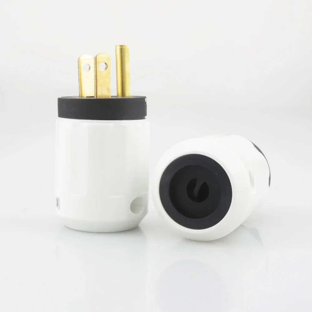 Pair 24k Gold Plated US AC Power Plug +IEC Famale DIY Mains Cable HIFI