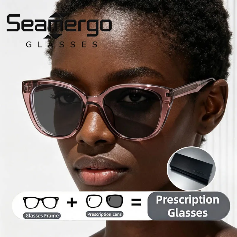 SEAMERGO Women Spring Hinge Myopia Custom Color Changing Luxury Elegant Prescription Glasses Men Unisex Customized HD Lenses