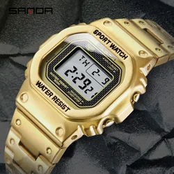 SANDA Top Brand Luxury Men's Watch LED Digital Luminous Watch Sports Watch Men Outdoors Casual Waterproof Wristwatch Steel Clock