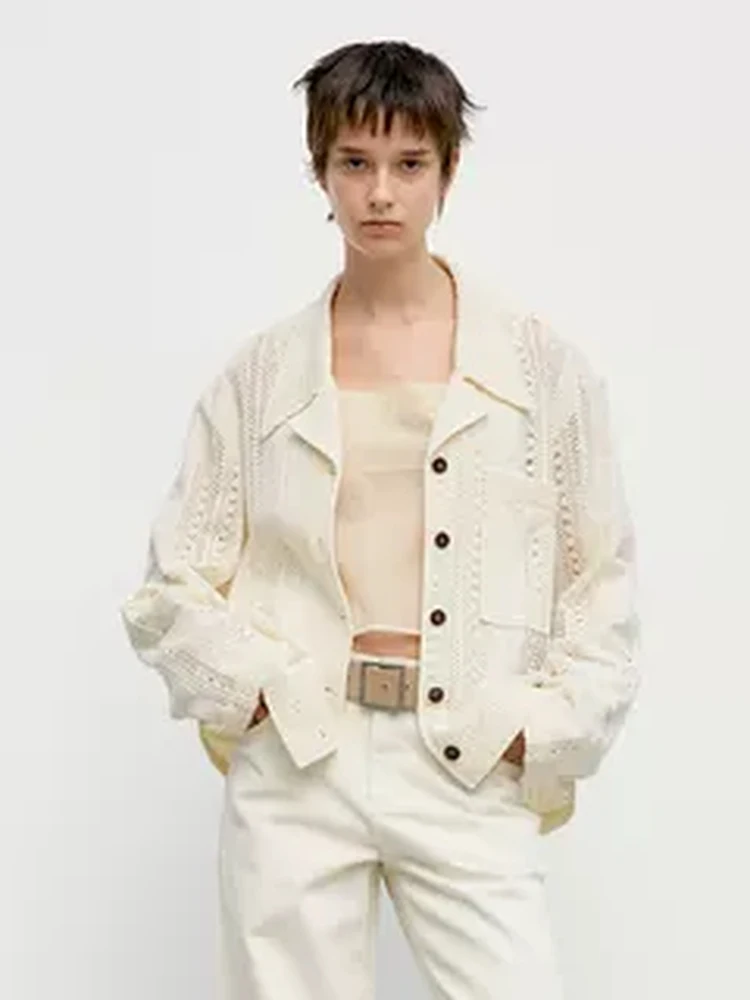 

Women's Hollow out Knitted Long Sleeve Shirt Classic Style Spring Summer Open Cardigan Outerwear Comfortable Breathable Cotton